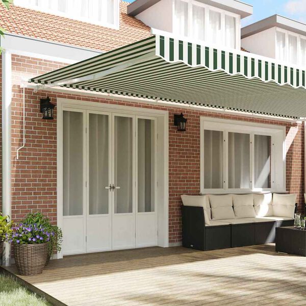 vidaXL Cortina Retractabilă Manual Verde și alb 600 &times; 300 cm
