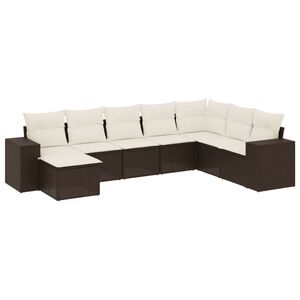 vidaXL Set canapele de grădină cu perne, 8 piese, maro, poliratan