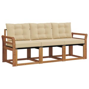 vidaXL Set de canapele de exterior cu pernă 3 pcs Natural și Bej