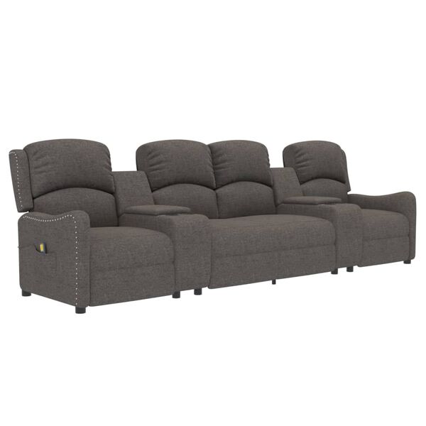 vidaXL Fotoliu masaj rabatabil cu 4 locuri/suport pahar, gri, textil