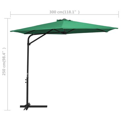 vidaXL Umbrelă de soare de exterior cu stâlp din oțel, verde, 300 cm