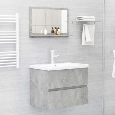 vidaXL Dulap de baie cu oglindă, gri beton, 60 x 10,5 x 37 cm, PAL