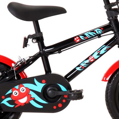 vidaXL Bicicletă pentru copii, negru și roșu, 12 inci