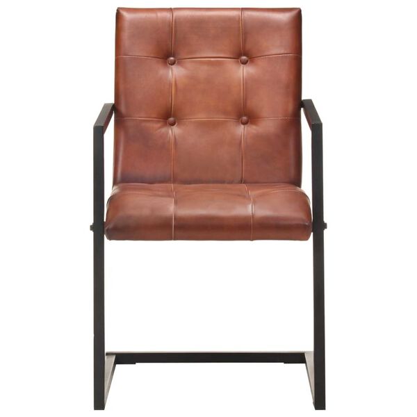 vidaXL Scaune de masă tip consolă 4 buc. maro, piele naturală