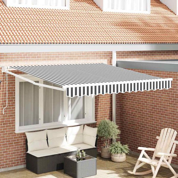 vidaXL Copertină retractabilă antracit/alb, 3x2,5 m, textil/aluminiu
