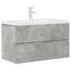 vidaXL Set mobilier de baie, 2 piese, gri beton, lemn compozit