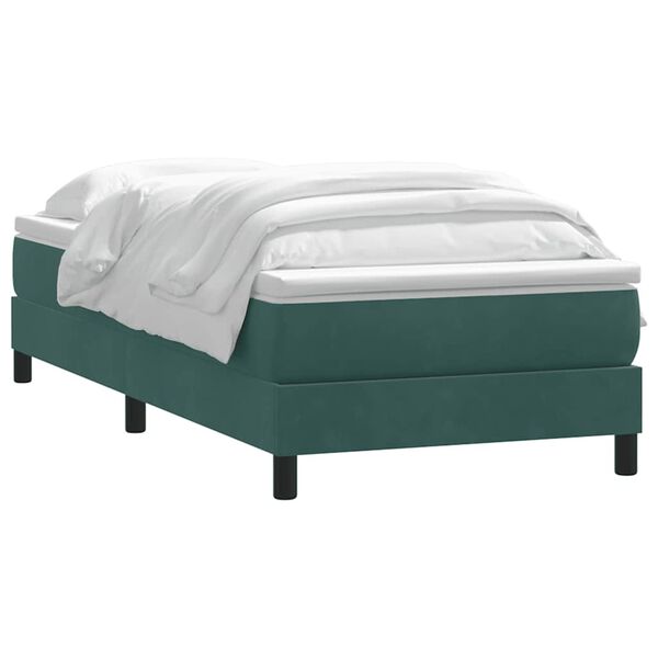 vidaXL Pat box spring cu saltea, verde închis, 80x210 cm, catifea