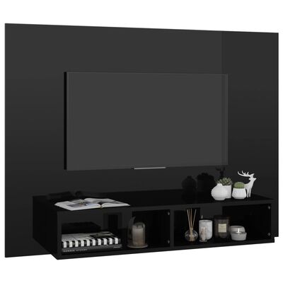 vidaXL Comodă TV de perete, negru extralucios, 120x23,5x90 cm, PAL