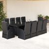 vidaXL Set mobilier de exterior cu perne, 11 piese, negru, poliratan