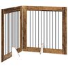 vidaXL Poartă pentru c&acirc;ini pliabilă cu suporturi 2 pcs Lemn vechi