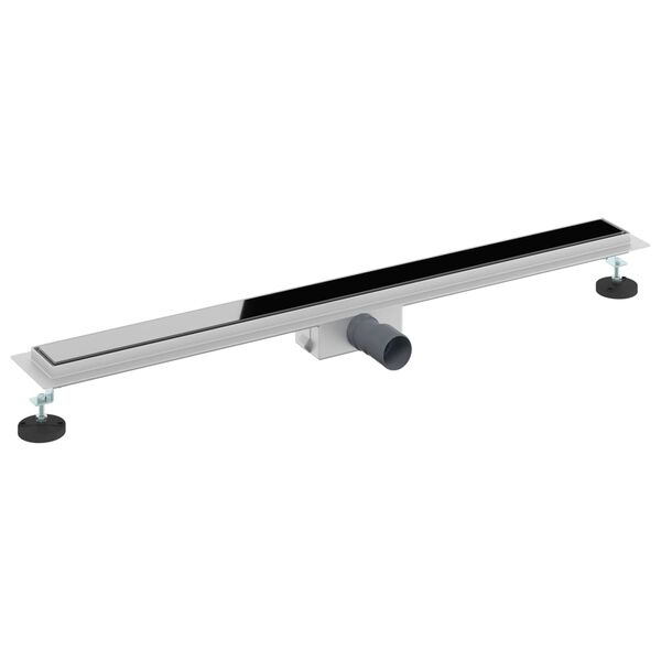 vidaXL Drenaj pentru duș cu capac din sticlă Negru 90 cm