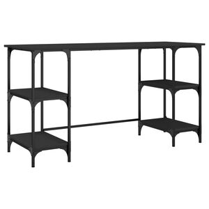 vidaXL Birou, negru, 140x50x75 cm, metal și lemn prelucrat
