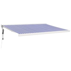 vidaXL Copertină retractabilă albastru/alb, 4x3 m, textil/aluminiu