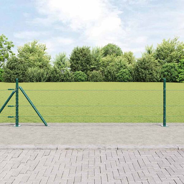 vidaXL St&acirc;lp de gard. Verde 10 x 0,4 m (plasă de 25 mm) Oțel și PVC