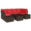 vidaXL Set de canapele pentru grădină cu pernă 7 pcs Maro poliratan