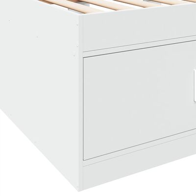 vidaXL Cadru pat de zi cu sertare, alb, 90x200 cm, lemn prelucrat