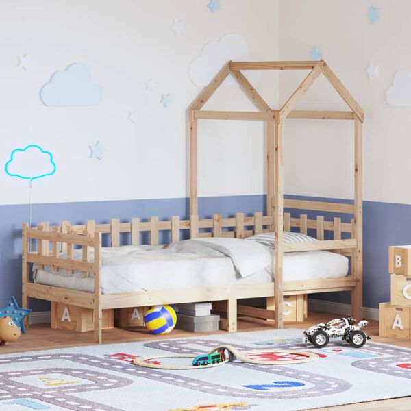vidaXL Pat de zi cu acoperiș, 80x200 cm, lemn masiv de pin