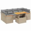 vidaXL Set canapele de grădină, 7 piese, cu perne, bej, poliratan