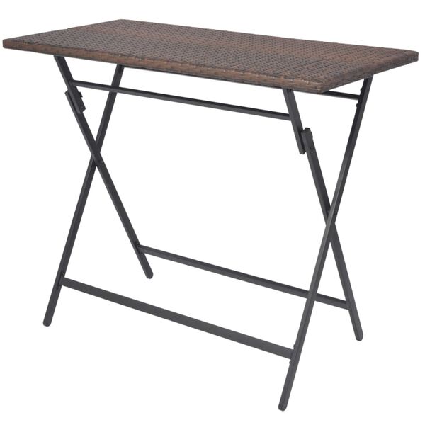 vidaXL Set mobilier exterior pliabil, 5 piese, maro, oțel, poliratan