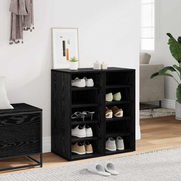 vidaXL Dulap pentru pantofi Stejar Negru 32 x 35 x 70 cm Lemn compozit