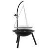 vidaXL Focar cu grătar ajustabil ⌀55,5 x 107,5 cm Oțel Negru
