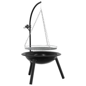 vidaXL Focar cu grătar ajustabil ⌀55,5 x 107,5 cm Oțel Negru