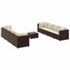 vidaXL Set mobilier de grădină cu perne, 9 piese, maro, poliratan