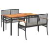 vidaXL Set mobilier de grădină cu perne, 3 piese, negru, poliratan