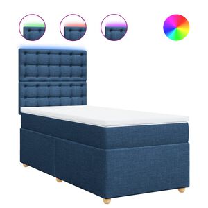 vidaXL Pat box spring cu saltea, albastru, 100x200 cm, textil