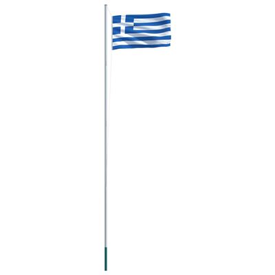 vidaXL Drapel Grecia și stâlp din aluminiu, 6,2 m
