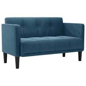 vidaXL Canapea loveseat, albastru, 111 cm, catifea