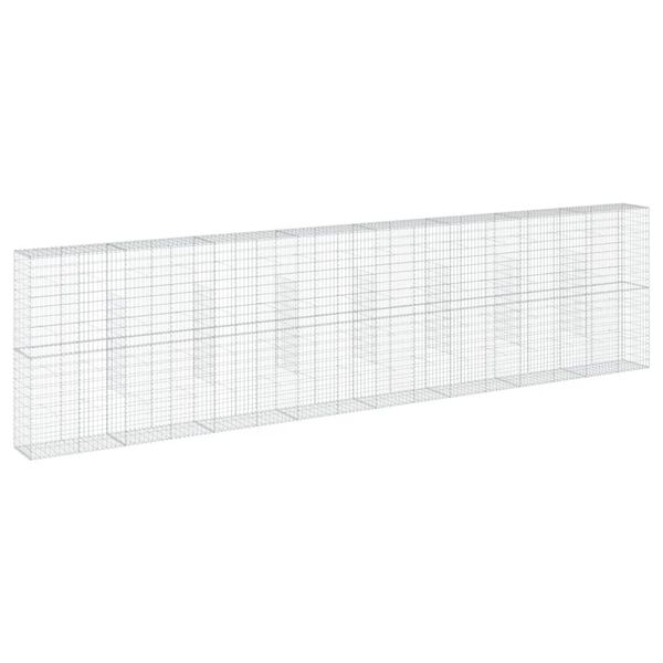 vidaXL Coș gabion cu capac, argintiu, 800x50x200 cm, fier galvanizat