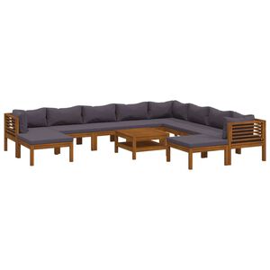 vidaXL Set mobilier grădină cu perne, 11 piese, lemn masiv de acacia