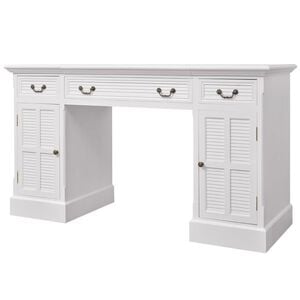 vidaXL Birou dublu cu piedestal, 140 x 48 x 80 cm, alb