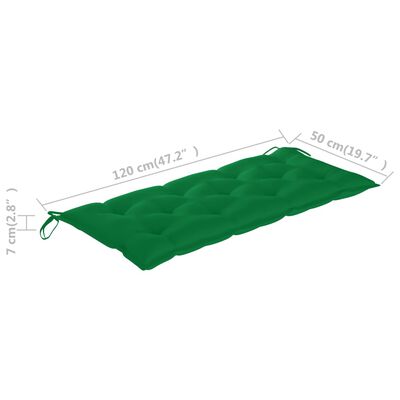 vidaXL Pernă pentru bancă de grădină, verde, 120x50x7 cm, textil