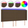 vidaXL Tăblie de pat cu LED, maro &icirc;nchis, 183x16x118/128 cm, textil