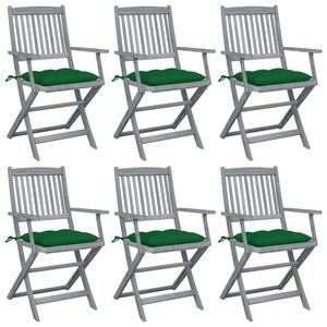 vidaXL Scaune pliante 6 buc cu perne din lemn masiv de salc&acirc;m