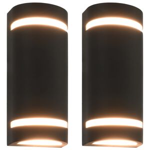 vidaXL Lămpi de perete pentru exterior 2 buc. negru 35 W semirotund