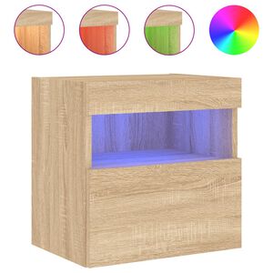 vidaXL Comodă TV de perete cu lumini LED, stejar sonoma, 40x30x40 cm