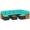 vidaXL Set canapele de grădină cu 10 piese și perne, poliratan negru