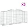 vidaXL Coșuri gabion arcuite 9 buc, 200x30x80/100cm, fier galvanizat