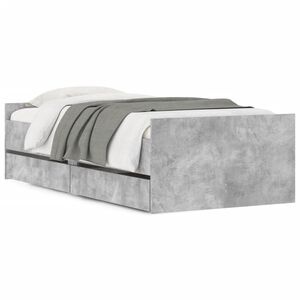 vidaXL Cadru de pat cu sertare, gri beton, 75x190 cm, mic single