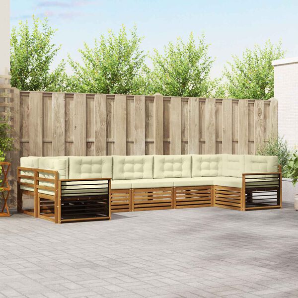 vidaXL Seturi de canapele 7 pcs Natural și Crem Lemn Solid de Acacia