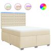 vidaXL Pat box spring cu saltea, crem, 140x200 cm, textil
