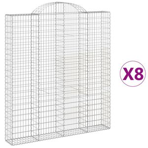 vidaXL Coșuri gabion arcuite,8 buc., 200x30x220/240cm, fier galvanizat
