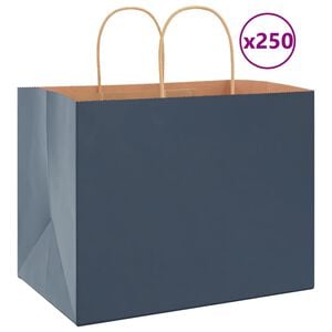 vidaXL Pungi de h&acirc;rtie 250 buc cu m&acirc;nere Albastre 32x22x24 cm