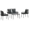 vidaXL Set de Mobilier pentru Grădină 4 pcs Negru și Crem poliratan