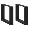 vidaXL Picioare pentru măsuță de cafea &icirc;n formă de U, 2 buc., negru, 30x(30-31) cm, oțel