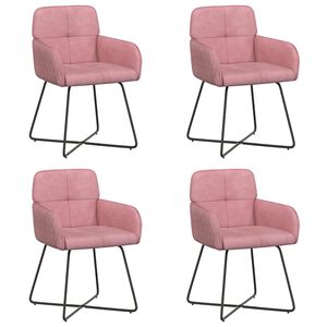 vidaXL Scaune de dining 4 buc. Catifea Roz 59 x 56,5 x 86 cm
