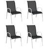 vidaXL Set mobilier de exterior, 5 piese, negru, oțel